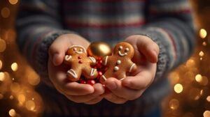 Spice-up-the-Season-Festive-Homemade-Gingerbread-Ice-Cream-image-10-childs-hands-holding-gingerbread-men-with-festive-decor-in-background-frosted-fusions