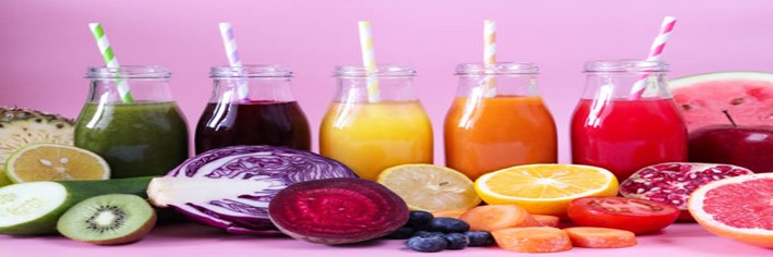 New-Year-Fresh-Vibes-Nourish-Your-Body-With-Healthful-Smoothies-featured-image 200x600w 5 smoothies-lined-up in glass jars straws different-colours-with-fresh-fruit and lilac background-frosted fusions