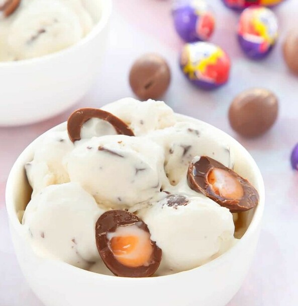 Homemade Cadbury Egg Ice Cream Recipe image 7 cadbury cream egg ice cream frosted fusions