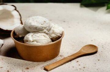 Vegan-And-Non-Dairy-Homemade-Ice-Cream-Using-Coconut-Milk-featured-image-200x620w-half-coconuts-showing-coconut-flesh-with-bowl-of-coconut-milk-and-wooden-spoon-frosted-fusions