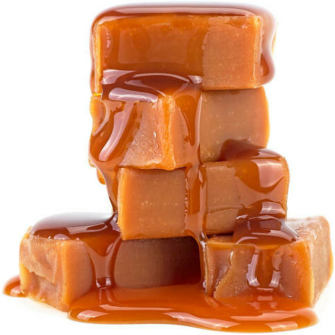 A Delicious And Easy Homemade Butterscotch Ice Cream image 5 chunks of butterscotch covered with butterscotch sauce frosted fusions
