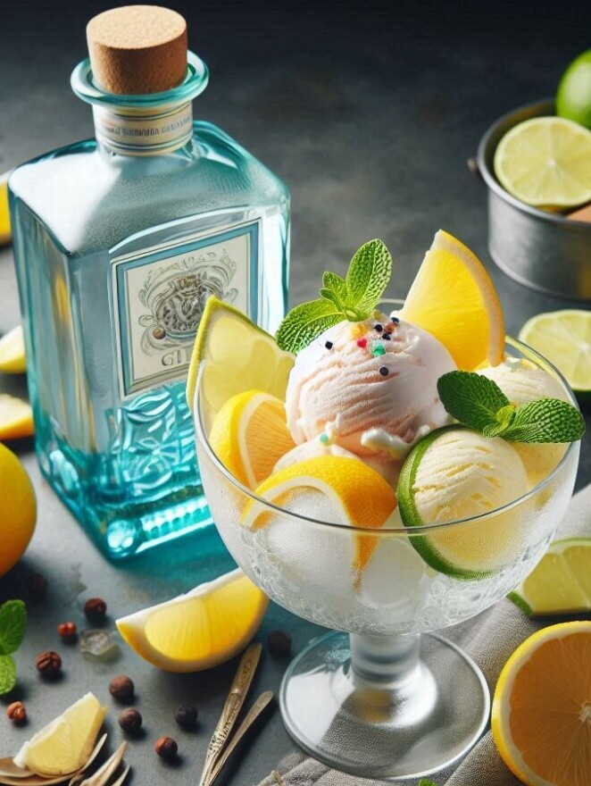 Homemade Gin And Tonic Ice Cream Recipe The Perfect Summer Treat image 3 gin and tonic ice lollies with lemon slices and ice cubes frosted fusions