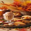 Homemade-Ice-Cream-Ideas-For-Thanksgiving-featured-image-637x1920w-thanksgiving-spread-of-food-with-ice-cream-centred-and-autumn-leaves-frosted-fusions