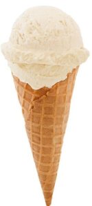 Fun-Easy-And-Healthy-Frozen-Dessert-Recipe-Ideas-For-Kids-image-7-scoop-of-vanilla-ice-cream-in-waffle-cone-white-background-frosted-fusions