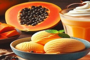 Homemade-Tropical-Papaya-Ice-Cream-Sorbet-Froyo-Recipes-To-Beat-The-Winter-Blues-featured-image-637x1920w-glass-with-papaya-froyo-dish-with-papaya-ice-cream-frosted-fusions