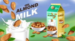 Homemade-Dairy-Free-Almond-Milk-Ice-Cream-Recipe-image-4-carton-of-almond-milk-with-fresh-almonds-Frosted-Fusions
