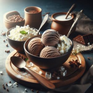 Is-Viral-Cottage-Cheese-Ice-Cream-Worth-All-The-Hype-image-4-chocolate-ice-cream-in-bowl-with-bowl-of-cottage-cheese-next-to-it-Frosted-Fusions
