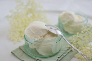 No-Leap-Just-A-Scoop-Ice-Cream-Flavours-To-Spring-Into-March-image-3-elderflowers-with-a-white-dish-of-ice-cream-Frosted-fusions