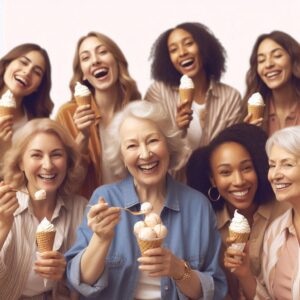 Celebrating-Women-Who-Shaped-Ice-Cream-For-International-Womens-Day-image-6-group-of-very-happy-women-with-ice-creams-Frosted-Fusions