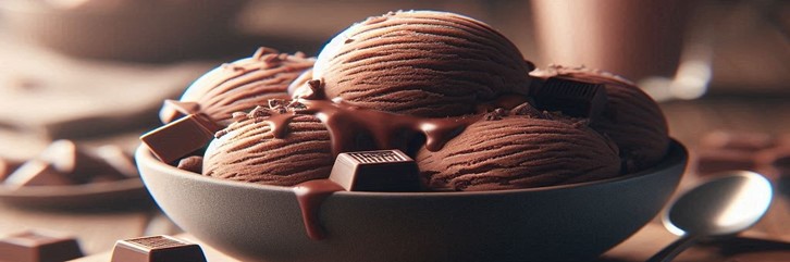 Classic-Fudge-Meets-Chocolate-Fudge-Ice-Cream-Trendy-Nostalgia-featured image 637x1920w bowl of chocolate-fudge-ice-cream-and-chocolate-pieces and chocolate sauce drizzled Frosted-Fusions