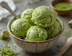 Beyond Vanilla, 13 Unique Ice Cream Flavours To Try This Summer image 6 bowl of green matcha ice cream with matcha powder to the side Frosted Fusions Beyond Vanilla, 13 Unique Ice Cream Flavours To Try This Summer image 6 bowl of green matcha ice cream with matcha powder to the side Frosted Fusions