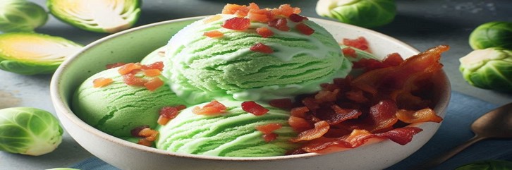 Brussels Sprout Ice Cream – The Next Gourmet Sensation featured image 637x1920w brussels sprouts ice cream with caramelised bacon pieces and fresh Brussels to the side Frosted Fusions