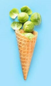 Brussels Sprout Ice Cream – The Next Gourmet Sensation image 1 brussels sprouts in an ice cream waffles cone Frosted Fusions