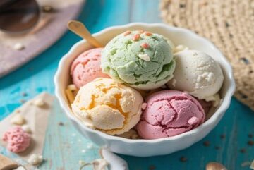 Summertime, And The Ice Cream Is Easy – It’s Ice Cream Time featured Image 637x1920w bowl of scoops of ice cream with sunglasses and summer hat Frosted Fusions