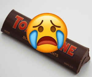 Tribute To Dark Chocolate Toblerone – Make Your Own Homemade Ice Cream Version image 3 bar of dark chocolate Toblerone with crying emoji Frosted Fusions