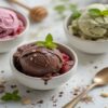Healthy-And-Super-Easy-Homemade-Ice-Cream-Ideas-Recipes-Featured-Image-637x1920w-selection-of-fresh-bright-ice-creams-in-bowls-with-fresh-ingredients-Frosted-Fusions
