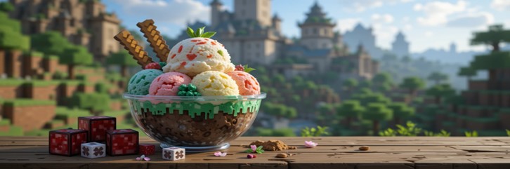 Minecraft-Inspired-Ice-Cream-Recipes-–-Scoops-From-The-Blocky-World-Featured-Image-637x1920w-Minecraft-background-with-bowl-of-minecraf-tthemed-ice-cream-Frosted-Fusions