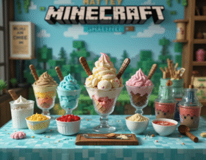 Minecraft-Inspired Ice Cream Recipes – Scoops From The Blocky World Image 12 Minecraft themed Sumdae bar with ice cream sundaes Frosted Fusions Minecraft-Inspired Ice Cream Recipes – Scoops From The Blocky World Image 12 Minecraft themed Sumdae bar with ice cream sundaes Frosted Fusions