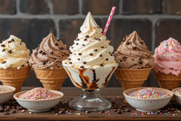 Sundae Funday – Your Guide To Creating A DIY Ice Cream Bar At Home featured image 637x1920w selection of ice cream sundaes with sprinkles choc chips and crushed nuts Frosted Fusions