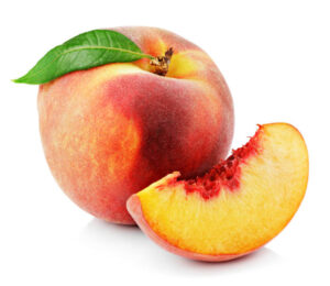 Homemade Peach Ice Cream And Lollipops Recipes Image 1 fresh peach with slice on white background Frosted Fusions