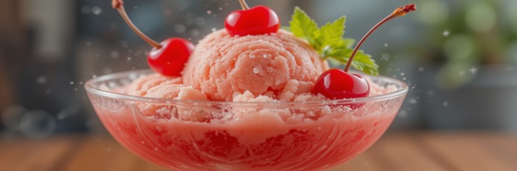 Shirley Temple Sorbet – A Classic Mocktail Summer Dessert featured image 637x1920w Shirley Temple cocktail sorbet topped with maraschino cherries Frosted Fusions