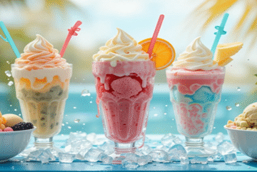 Beat-The-Heat-Ice-Cream-Floats-Frozen-Summer-Treats-To-Keep-You-Cool-Featured Image 637x1920w Selection of ice cream in bowls and waffle cones with sunny background Frosted Fusions
