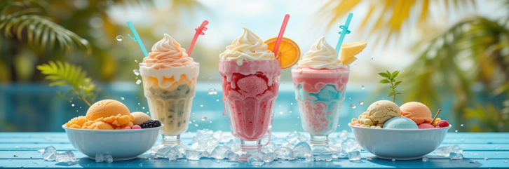 Beat-The-Heat-Ice-Cream-Floats-Frozen-Summer-Treats-To-Keep-You-Cool-Featured Image 637x1920w Selection of ice cream in bowls and waffle cones with sunny background Frosted Fusions
