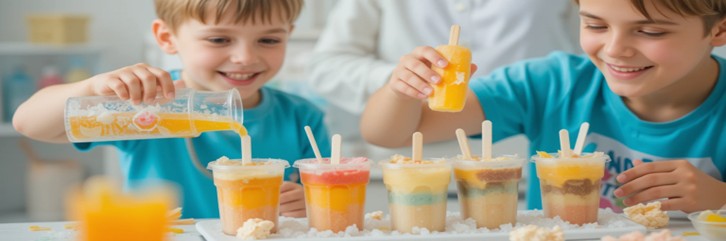 Summer Holidays Day 2 Mum, I’m Bored! Fun Ice Cream Ideas For Kids featured image 637x1920w 2 young boys making ice lollies Frosted Fusions